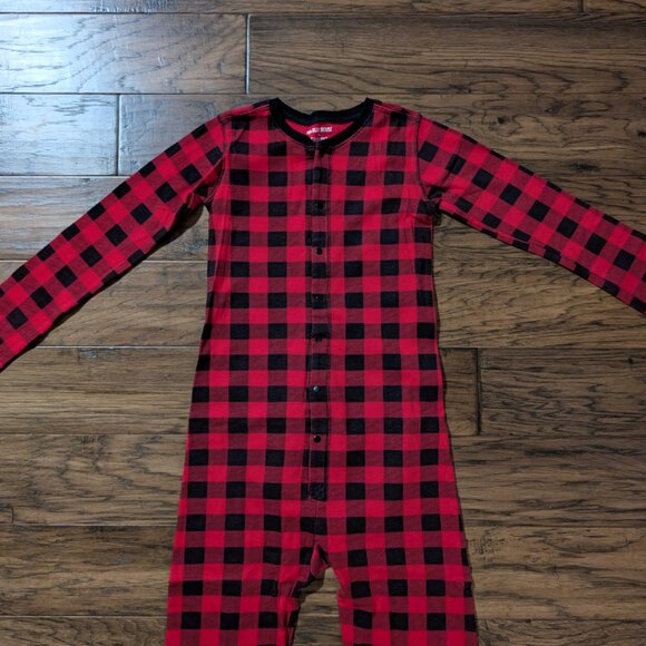 Kids Hatley little Blue House onesie union suit pajamas red plaid size 14 - Picture 12 of 14